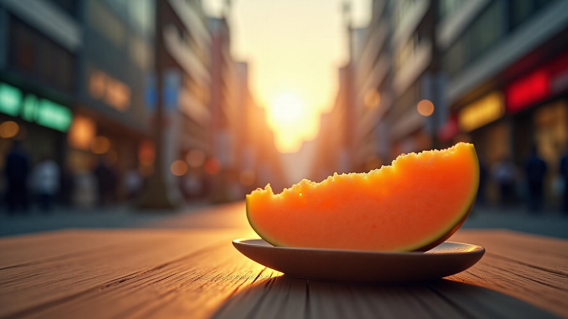 明治通りの風景と新鮮な果物