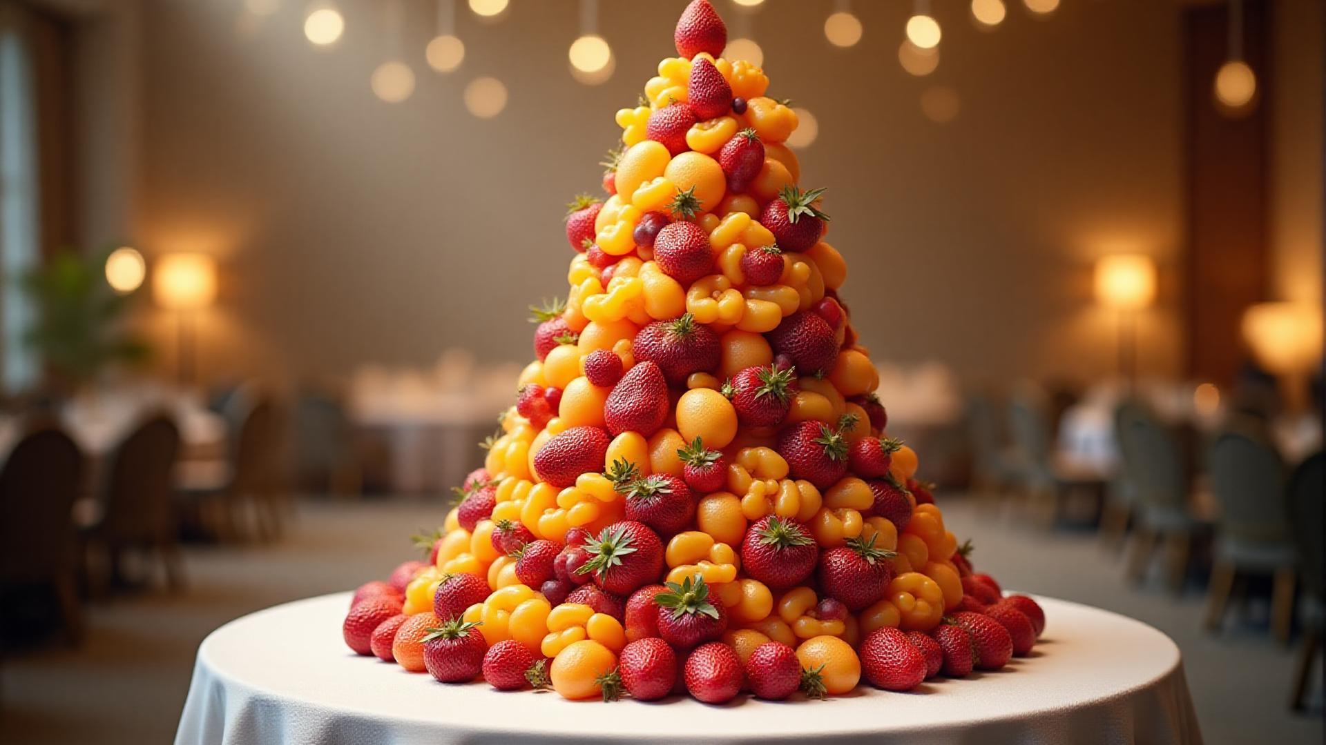 豪華なフルーツタワーのディスプレイ