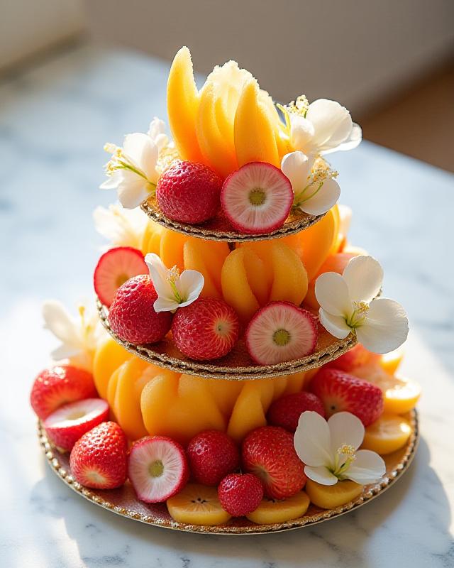 ラグジュアリーホテルのウェディングフルーツタワー