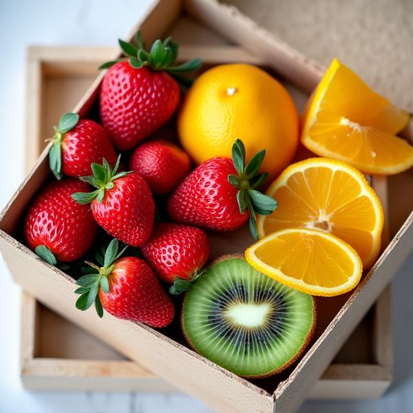 春：有機いちご、はっさく、キウイ